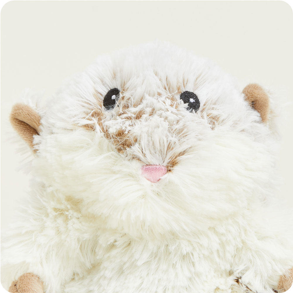 Warmies Junior plush hamster toy in cream and brown with pink nose