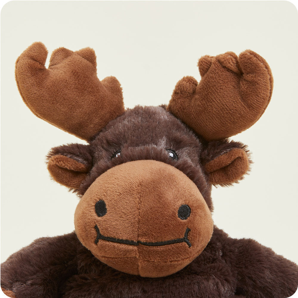 Warmies Junior plush brown moose stuffed animal with antlers and friendly smile