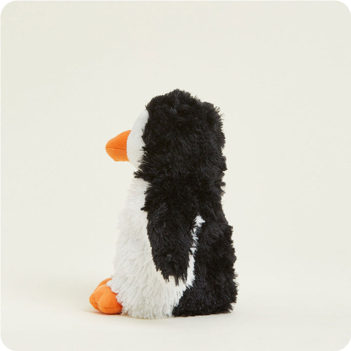 Warmies Junior plush penguin stuffed animal with black and white fur and orange beak