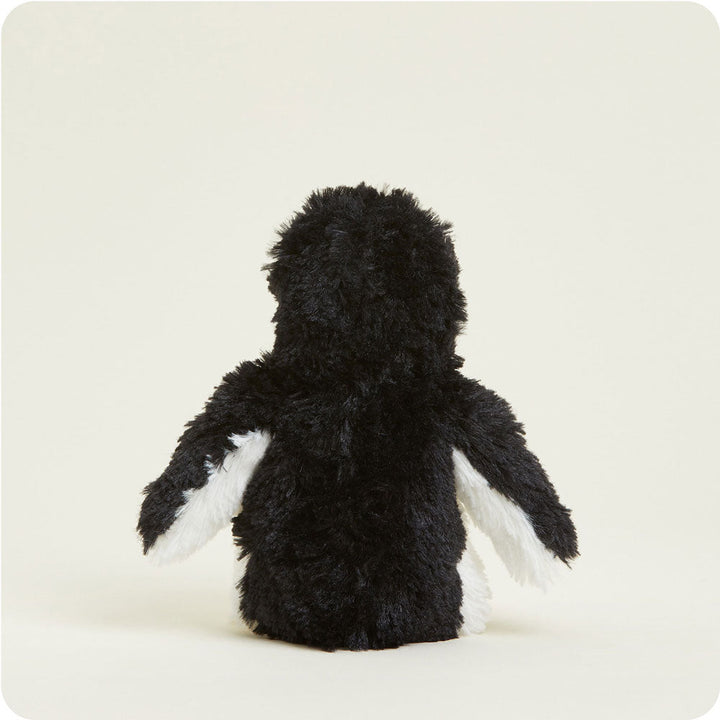 Junior Warmies black and white penguin plush toy with fluffy texture