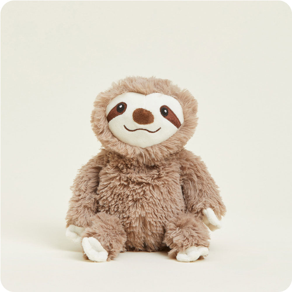 Brown plush sloth stuffed animal with cream face and gentle smile