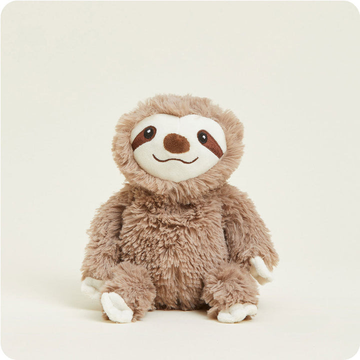 Brown plush sloth stuffed animal with cream face and gentle smile