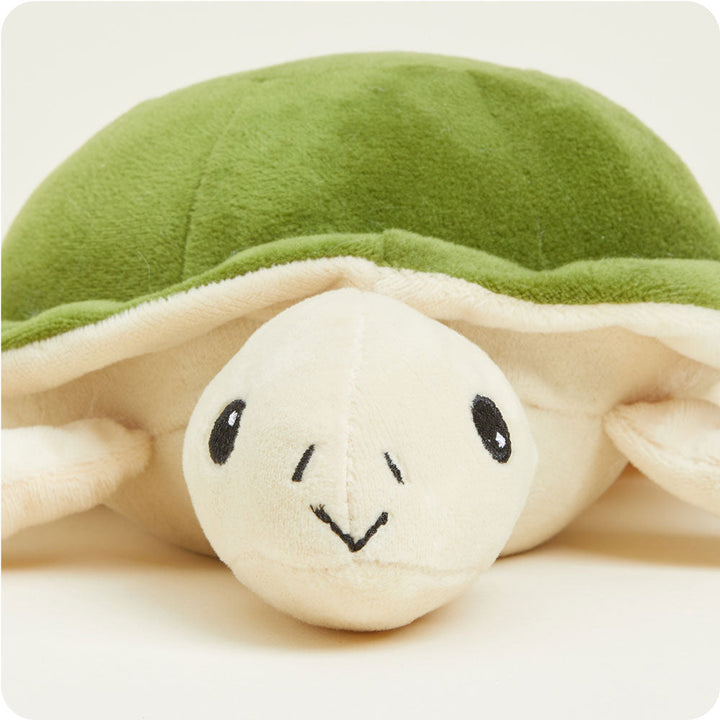 Warmies Junior turtle plush toy with green shell and cream body