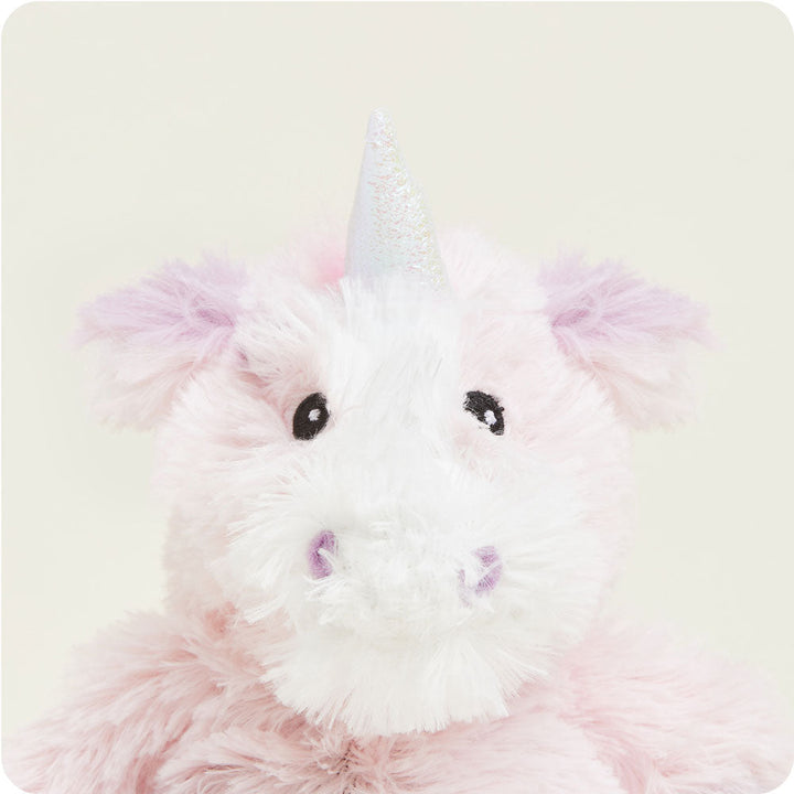 Pink and white plush unicorn Warmies stuffed animal with sparkly horn