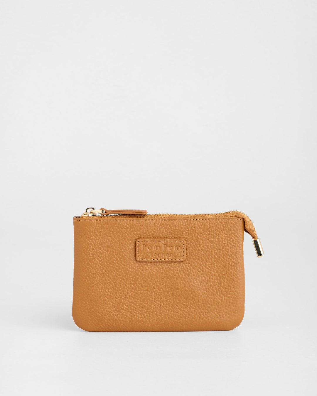 Pom Pom London Chelsea coin purse in maple brown leather with zipper closure