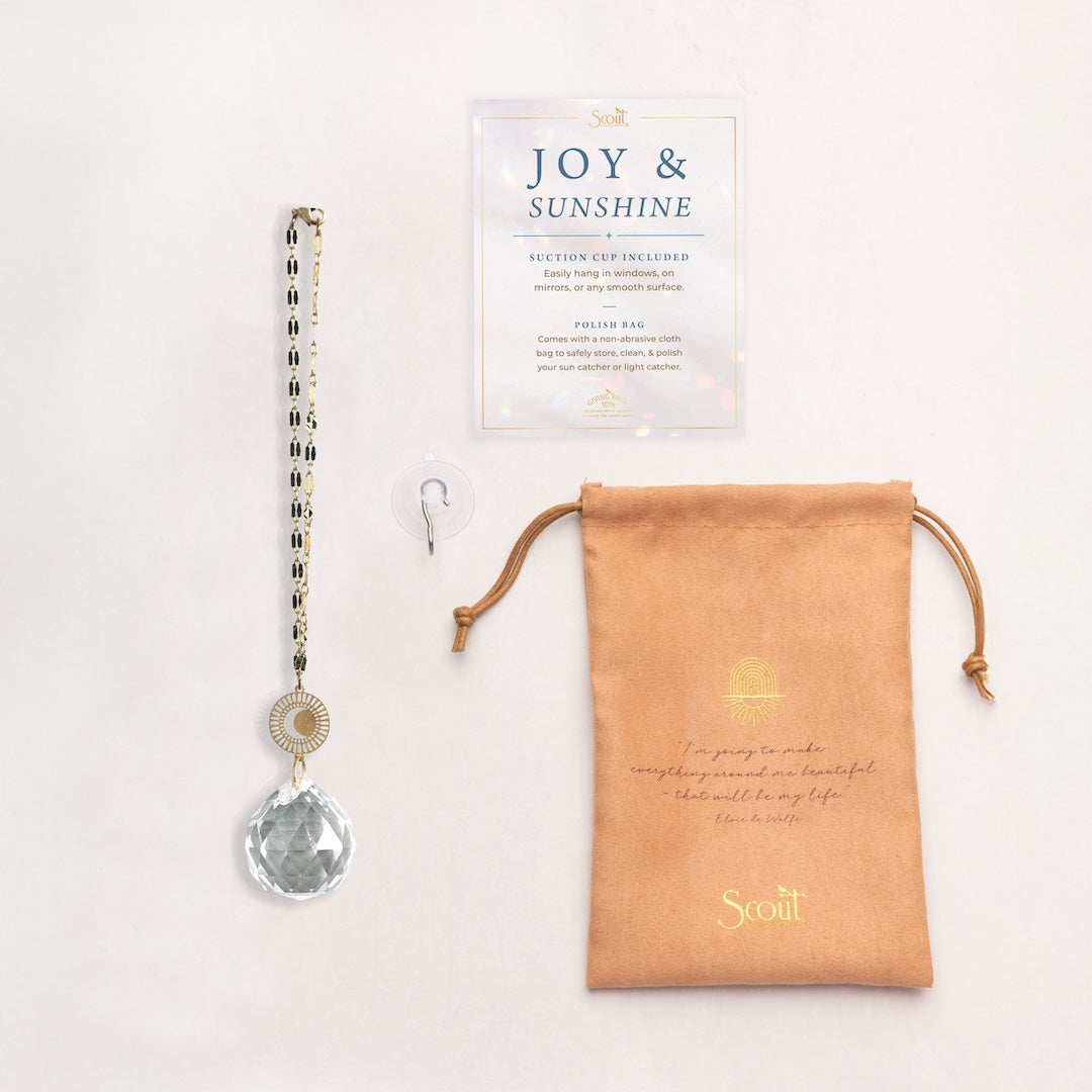Scout Joy &amp; Sunshine Pocket Suncatcher with clear crystal ball and gold chain