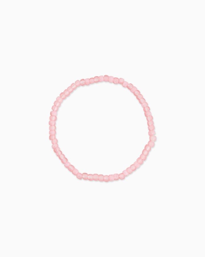 Sessori Valentine Color Mix Bracelet featuring small pink frosted seed beads on elastic cord