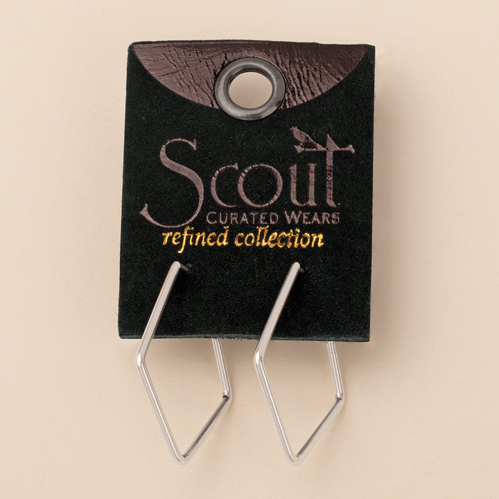 Scout Curated Wears Refined Collection Orion Diamond Hoop earrings in silver on branded display card