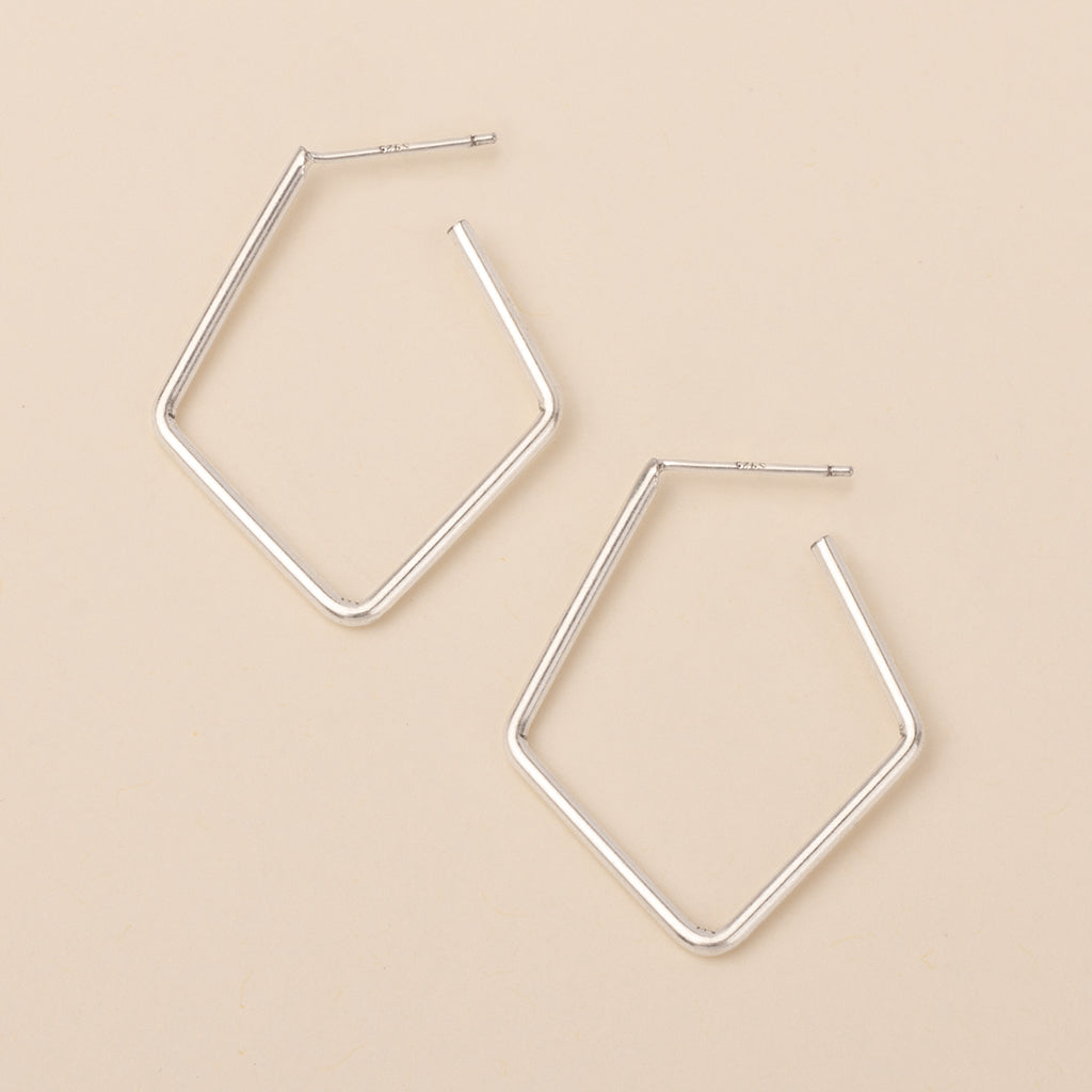 Scout Refined Earring Collection Orion Diamond Hoop earrings in sterling silver geometric style