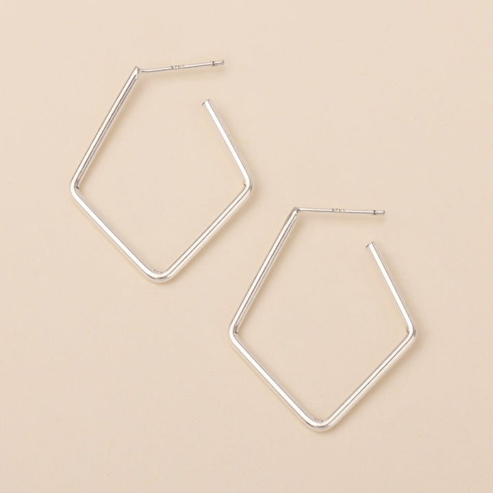 Scout Refined Earring Collection Orion Diamond Hoop earrings in sterling silver geometric style
