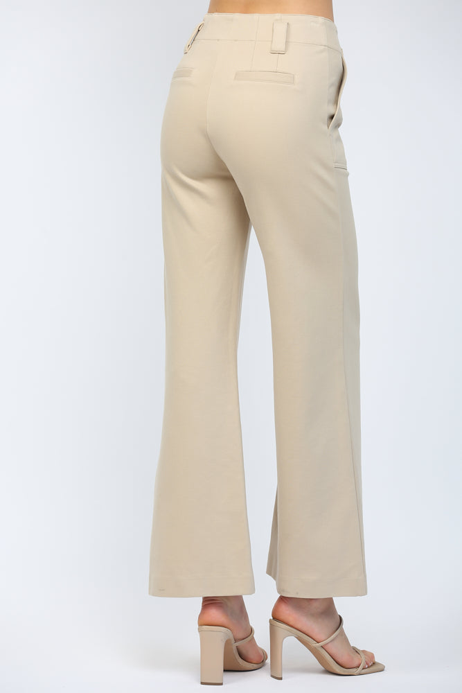 Front Patch High Waisted Wide Leg Pants