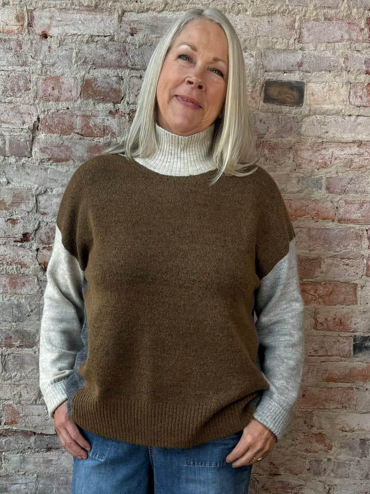 Mock Neck Colorblock Sweater