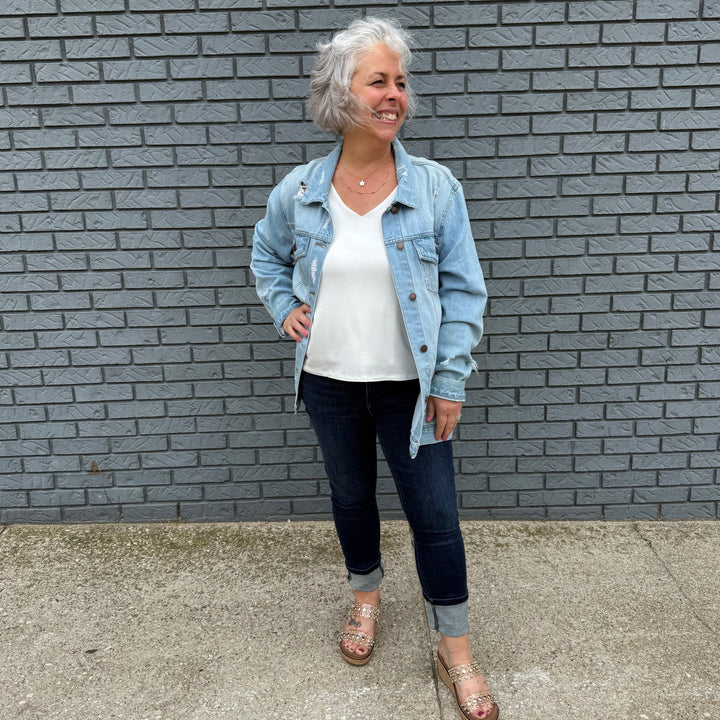 Loose Fit Distressed Jacket