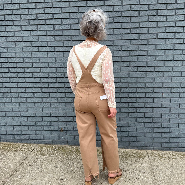 Crop Straight-Distressed Overalls