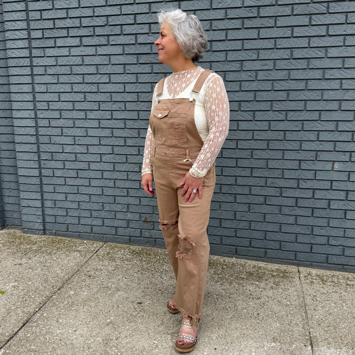Crop Straight-Distressed Overalls