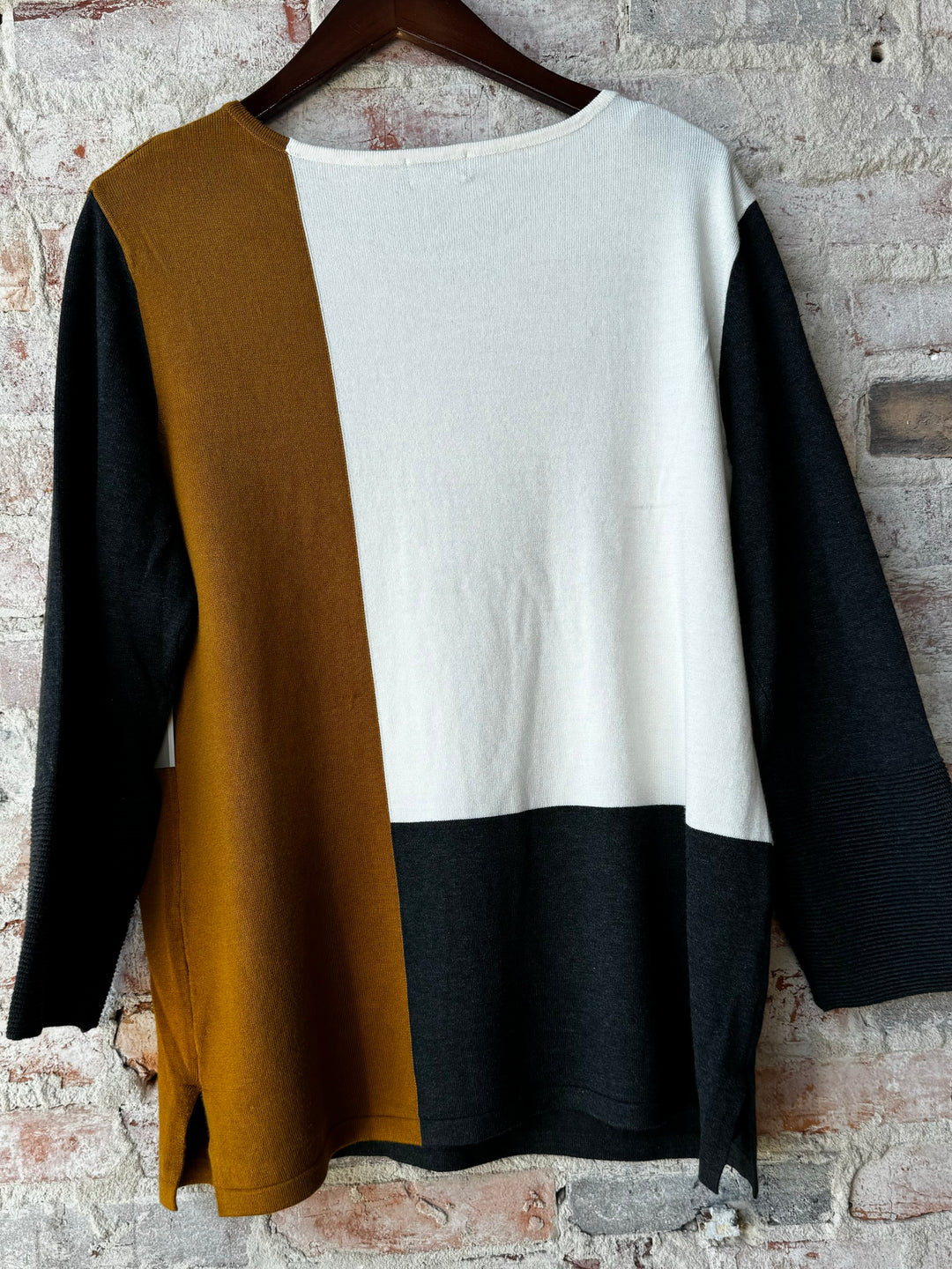 Jewel Neck Color Block Sweater