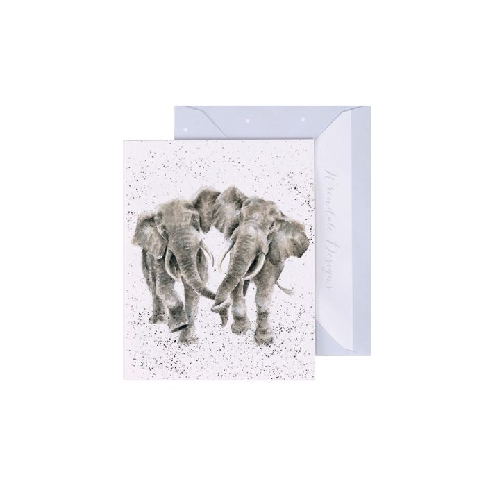 Wrendale Irrelephant Mini Card featuring watercolor elephants on white background with matching envelope