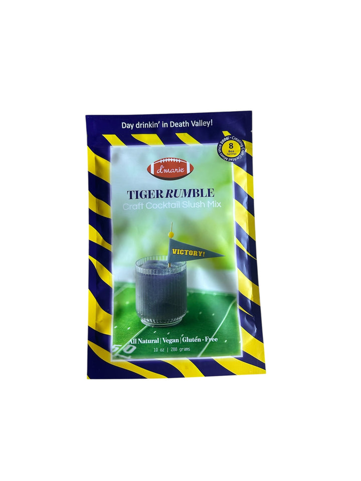 D'Marie Tiger Rumble Craft Cocktail Slush Mix 10oz package with football theme