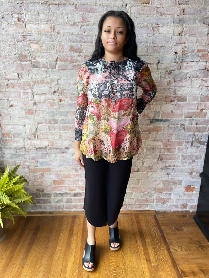 Floral Design Long Sleeve Top