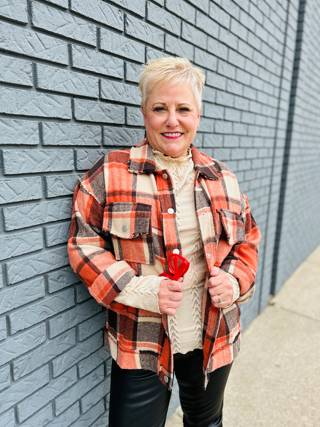 Multi-Color Plaid Raw Edge Shacket