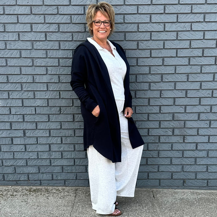 Open Front Longline Hoodie Cardigan