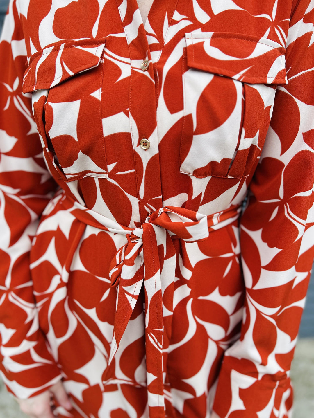 Floral Print L/S Button Up Midi