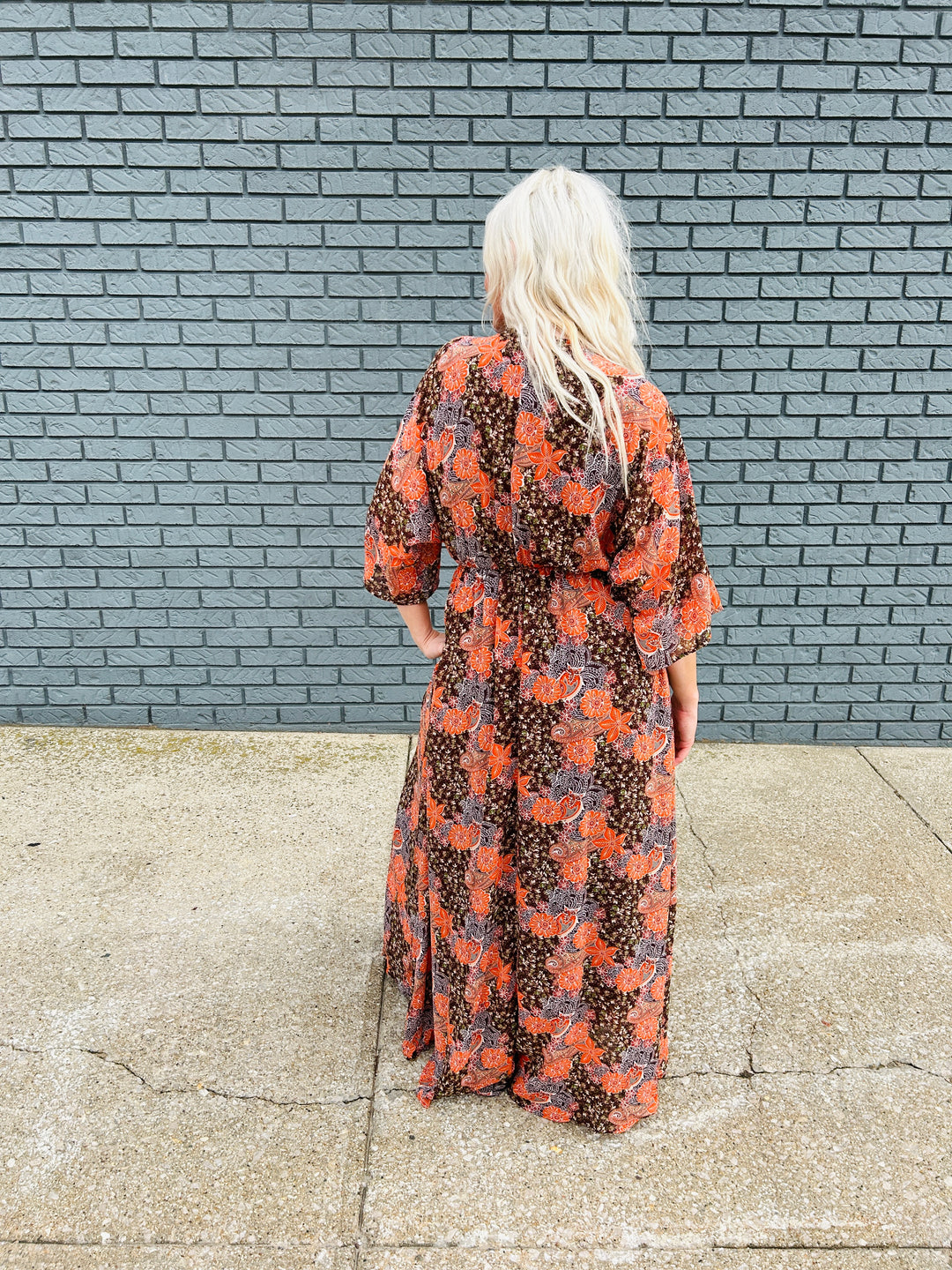 Floral Deep V-Neck Maxi