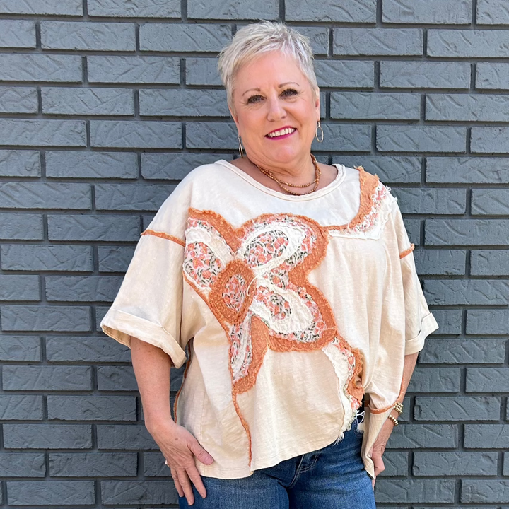 Short Sleeve Flower Patch Shirt