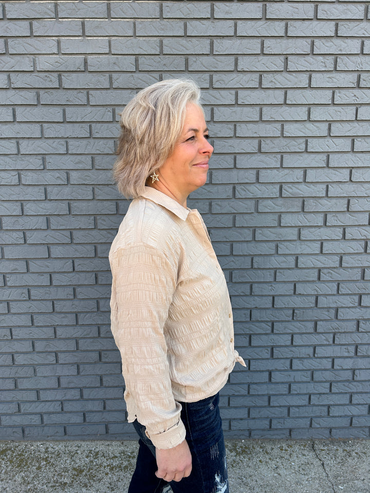Stripe Textured Button Down