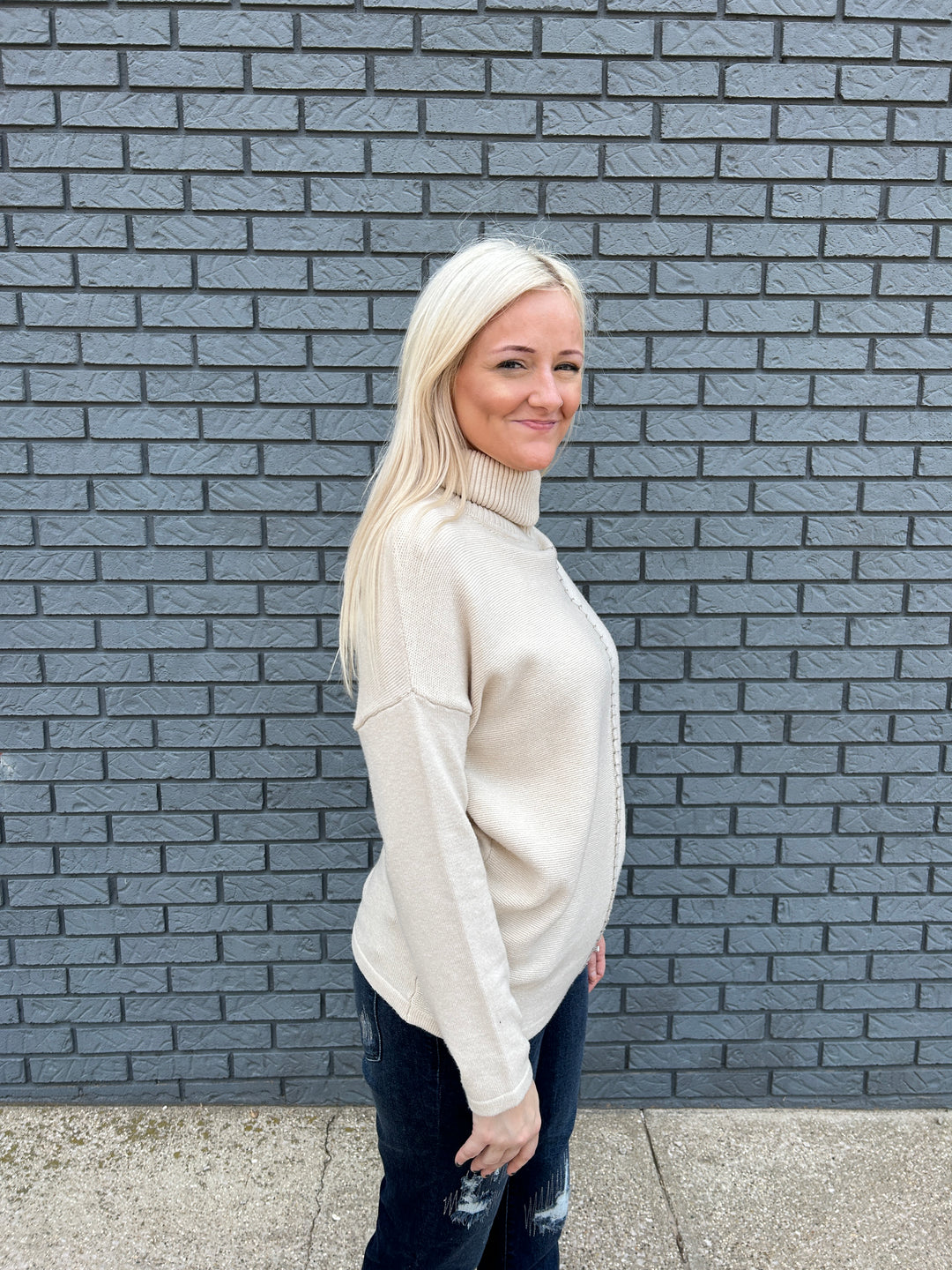 Silver Trim LS Sweater