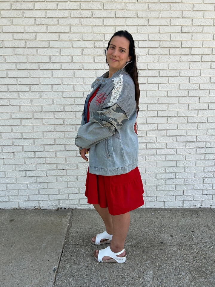 Rose Embroidery Roomy Fit Jacket