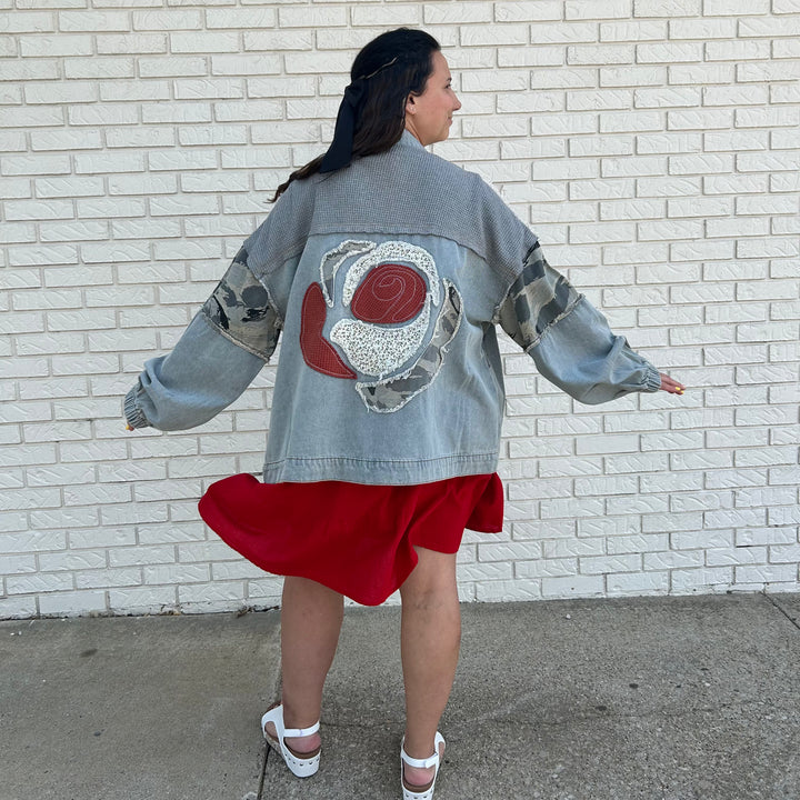 Rose Embroidery Roomy Fit Jacket