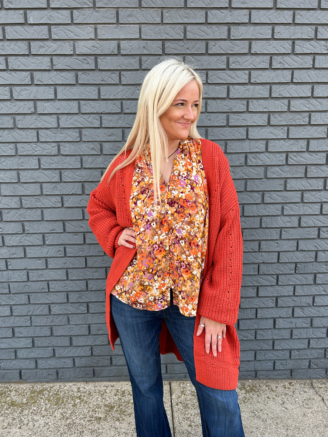 Open Front Puff Sleeve Cardigan