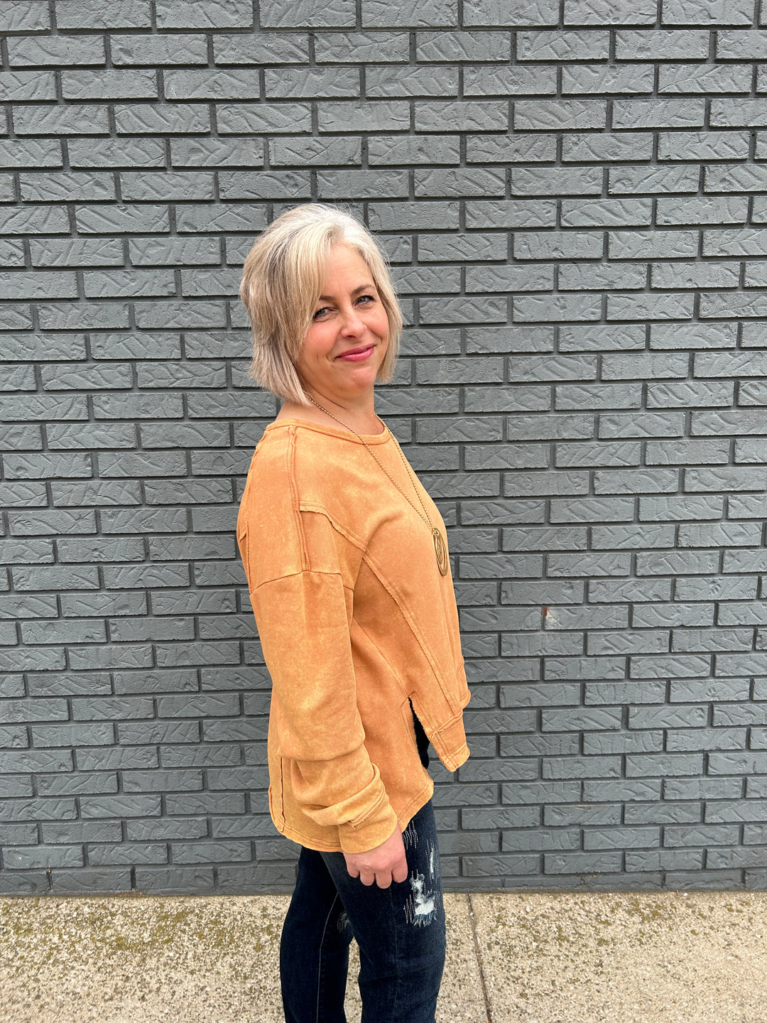 Vintage Washed Solid Casual Top