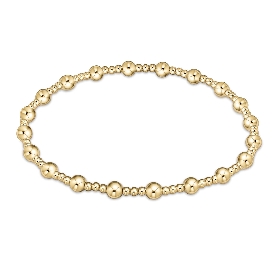 Classic Beaded Sincerity Pattern Bracelet - Gold - 4 mm / Gold