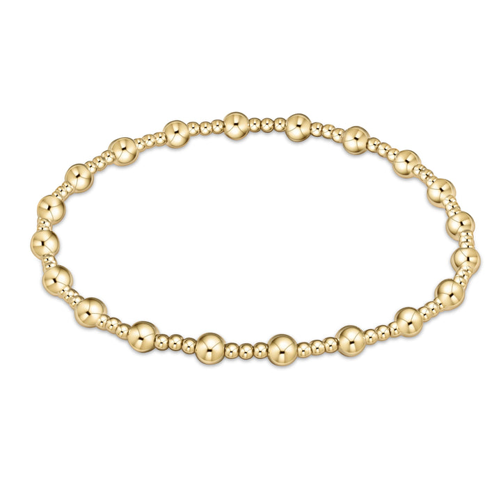 Classic Beaded Sincerity Pattern Bracelet - Gold - 4 mm / Gold
