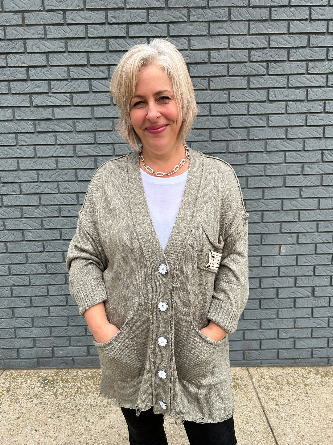 Oversized Raw Edge Cardigan