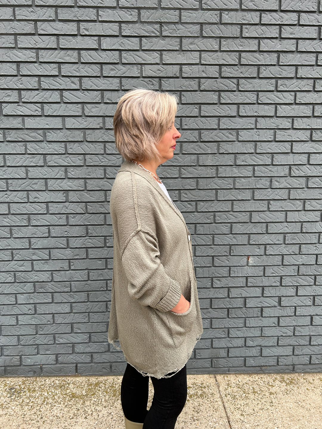 Oversized Raw Edge Cardigan