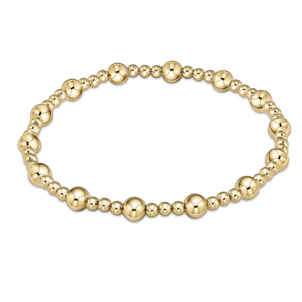 Classic Beaded Sincerity Pattern Bracelet - Gold - 5 mm / Gold