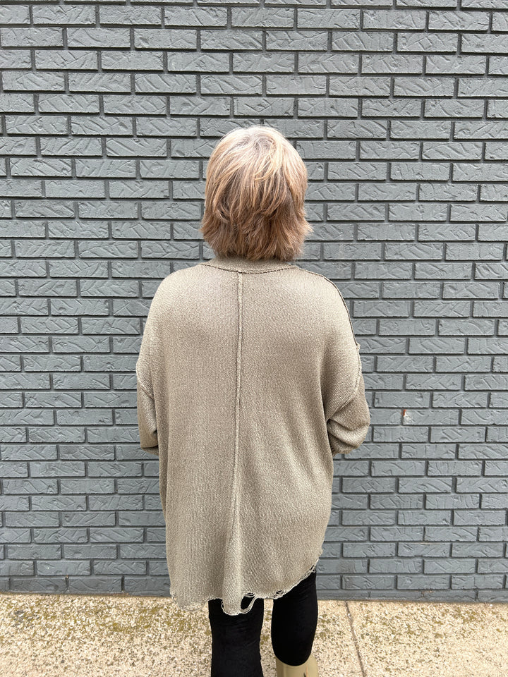 Oversized Raw Edge Cardigan