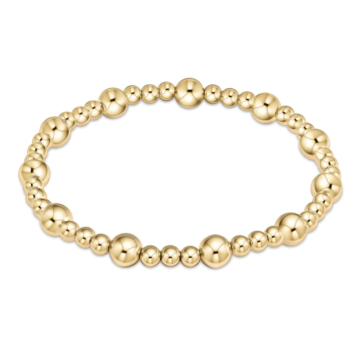 Classic Beaded Sincerity Pattern Bracelet - Gold - 6 mm / Gold