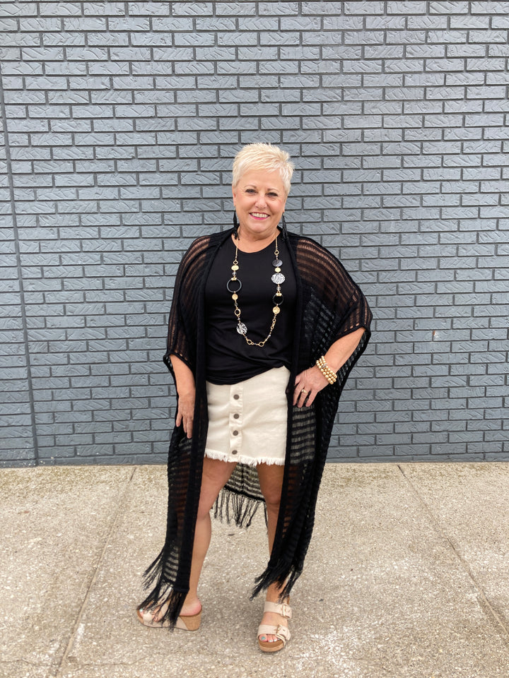 see-through poncho cardigan