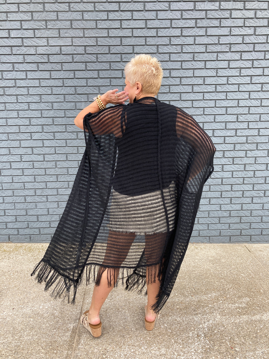 see-through poncho cardigan