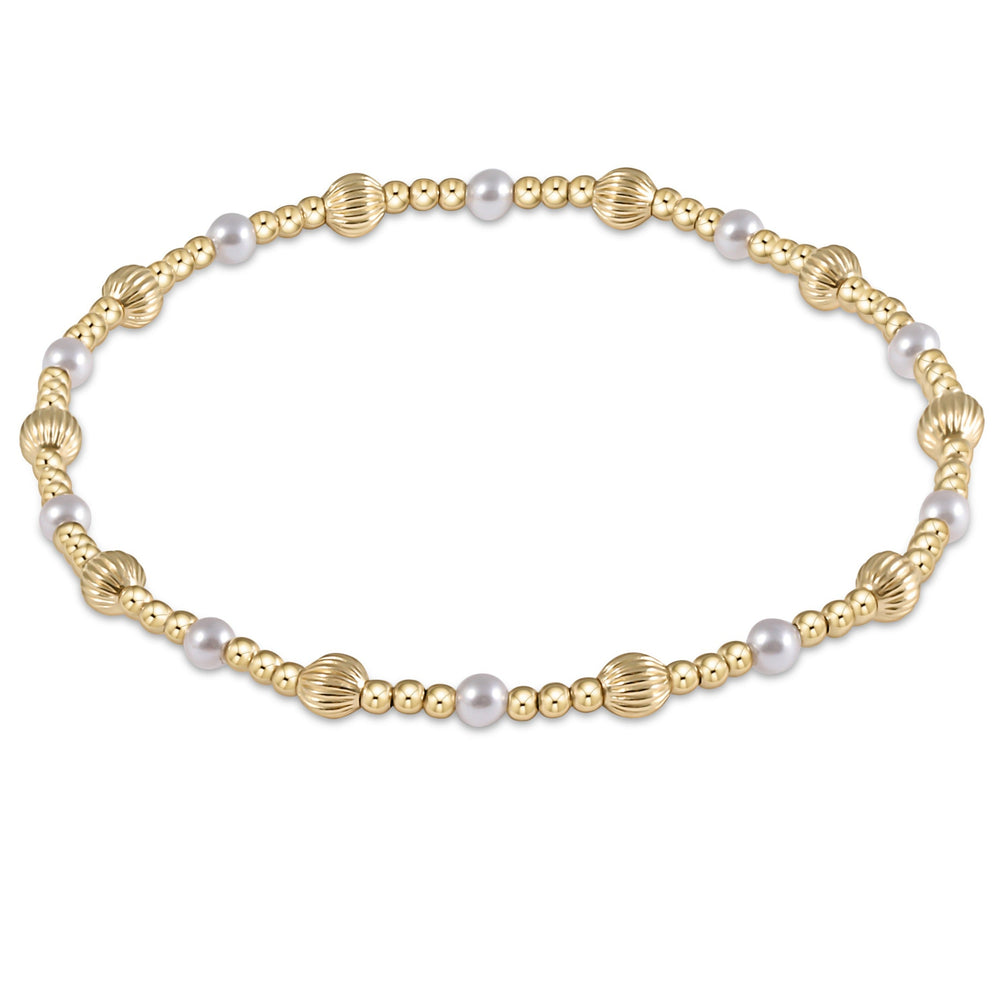 Dignity Sincerity Pattern Bead Bracelet - 4 mm / Pearl / Sincerity