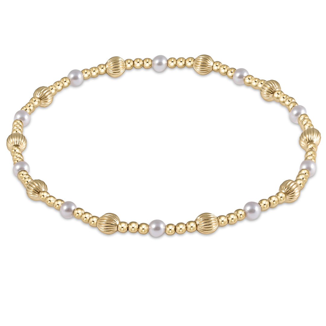 Dignity Sincerity Pattern Bead Bracelet - 4 mm / Pearl / Sincerity