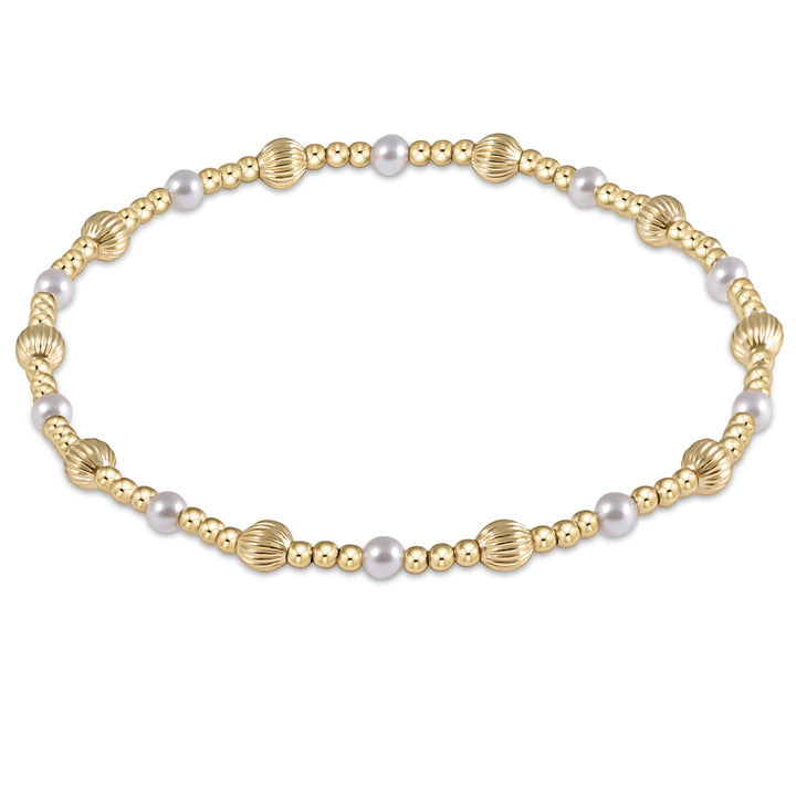 Dignity Sincerity Pattern Bead Bracelet - 4 mm / Pearl / Sincerity