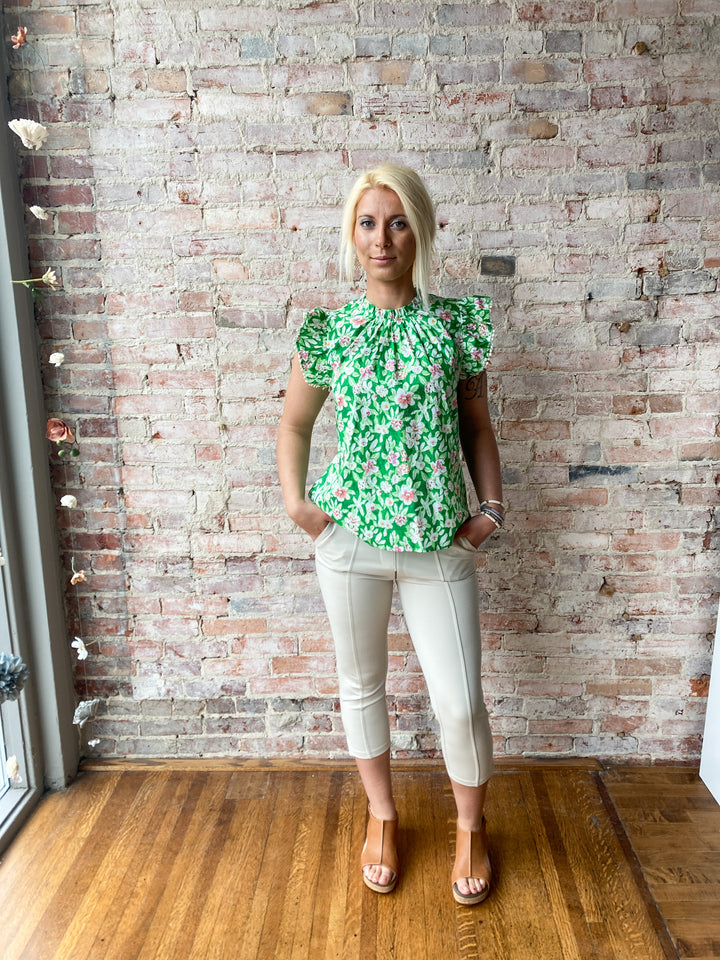 flower print flutter top