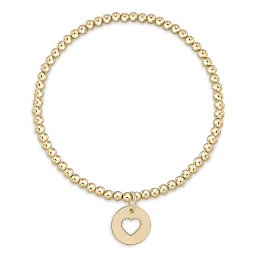 Classic Gold Bead Bracelet with Love Charm