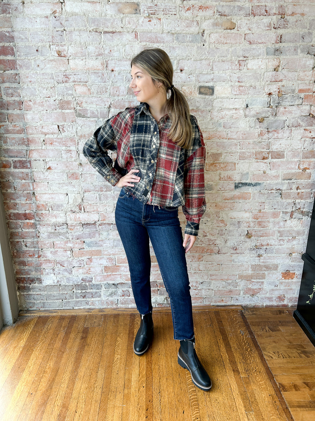 Contrast Plaid Jacket