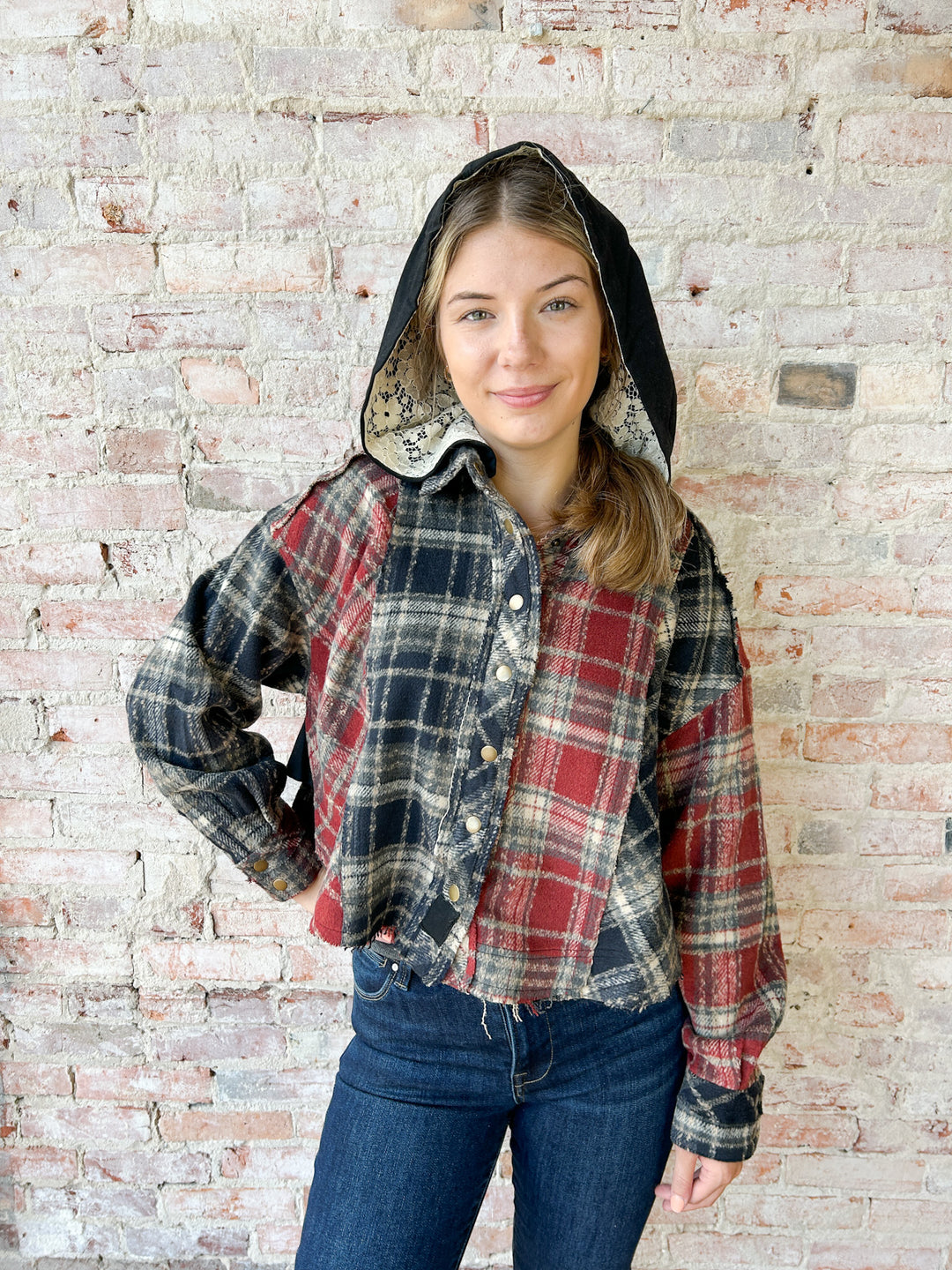 Contrast Plaid Jacket